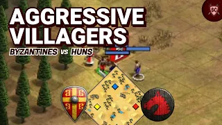 AoE2 DE | Aggressive villagers | Byzantines vs Huns | Arabia | 1v1 Gameplay