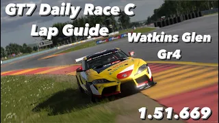 GT7 - Watkins Glen Gr4 Daily Race C Lap Guide (1.51.669)