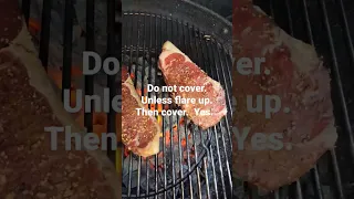 grilling strip steak on Weber master touch step by step yum-to
