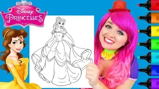 Coloring Belle Beauty and the Beast GLITTER Coloring Page Prismacolor Markers | KiMMi THE CLOWN