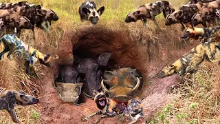 Warthogs Defeat Wild Dogs! This Is How Warthogs Can Survive In The World Of Giant Predators