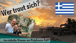 Vom Bouka Beach zu den Polylimnio Falls: Wer traut sich ins eiskalte Wasser? Peleponnes Griechenland