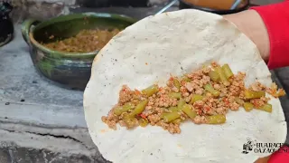 Un rico taco de Ejotes con carne molida!🤩🔥