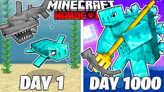 I Survived 1000 Days As A DIAMOND TURTLE in HARDCORE Minecraft! (Full Story)