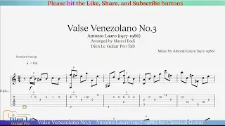 Valse Venezolano No.3 - Antonio Lauro (1917-1986) for Classical Guitar with TABs