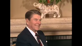 President Reagan meeting with King Baudouin of Belgium and Prime Minister Thatcher on March 3, 1988