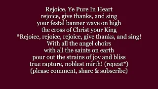 REJOICE YE PURE IN HEART Give Thanks and Sing Hymn Lyrics Words text trending sing along song music