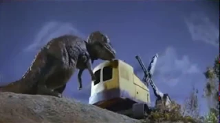 Epic battle: T-rex vs. excavator! (from "Dinosaurus!" 1960)