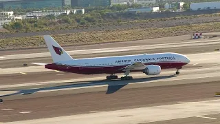 Plane Spotting | Arizona Cardinals Football Team Plane 777-200 Departs Phoenix