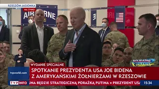 Spotkanie prezydenta USA Joe Bidena z amerykańskimi żołnierzami w Rzeszowie