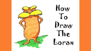 How To Draw The Lorax For Kids Step by Step Tutorial. Guided Easy Dr Seuss character style drawing