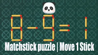 Matchstick puzzle | Move 1 Stick To Make Equation Correct (8-9=1)