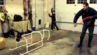 Home built roping dummy - take one boy power