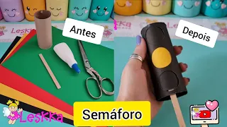 DIY - RECICLAGEM ROLO DE PAPEL HIGIÊNICO - SEMÁFORO PRA A SEMANA DO TRÂNSITO