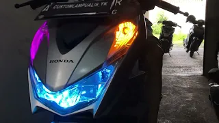 Pasang modifikasi drl alis running dan devil eye di honda beat deluxe