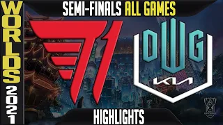 T1 vs DK Highlights ALL GAMES | Worlds 2021 Semifinals Day 1 | T1 vs Damwon KIA