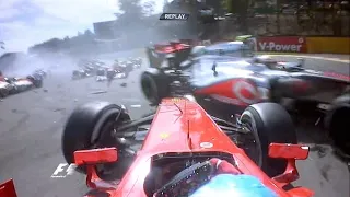 Big Crash in F1 Belgian GP 2012