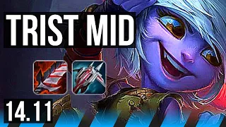 TRISTANA vs ZYRA (MID) | 67% winrate, 14/2/4, 44k DMG, Legendary | NA Master | 14.11