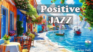 Positive Bossa Nova Jazz at Seaside Coffee Shop Ambience with Crashing Waves for Uplifting the day