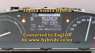 Sienta Hybrid NHP170G (and non-hybrid) Instrument Cluster (Dash) Japanese to English Conversion