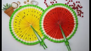 АРБУЗ веер из бумаги своими руками /DIY Watermelon Hand Fans/Cute Paper Pop Up Fans