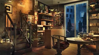 Beautiful Coffee Shop with Elegant Jazz Music and Rain Sounds for Work, Study & Relaxation