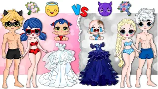 ANGEL or DEVIL Wedding Dress? | Elsa Princess & Ladybug Family | 30 DIYs Paper Dolls & Crafts