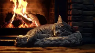 🔥 Расслабляющий и глубокий сон в уютном зимнем домике с потрескивающим камином и мурлыкающим котом