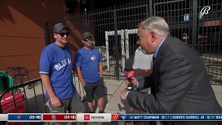 Jim Hayes searches for Blue Jays fans at Busch Stadium