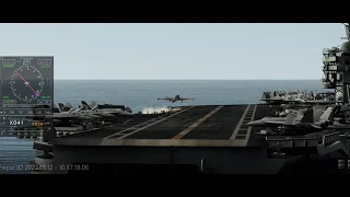 Prepar3Dv5 launch and landing on USS Eisenhower with French navy Fouga Zephyr