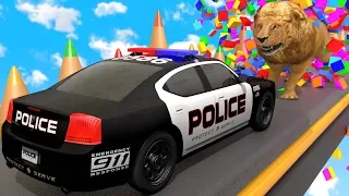 Police Car Breaking Blocks and Painting Street Vehicle with Learn Colors | ZORIP