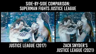 Justice League 2017 vs 2021 Comparison. Superman Fights Justice League (Zack Snyder vs Joss Whedon)