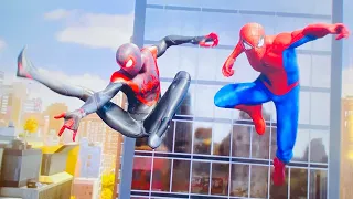 Miles and peter vs sandman (with classic suits) marvels spider- man 2