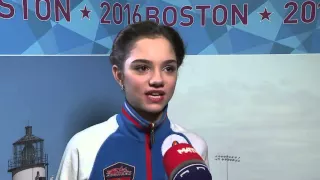 FS Championships Boston 2016. Evgenia Medvedeva. Interview after Short Program in English.