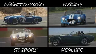 Assetto Corsa vs Forza 7 vs GT Sport vs Real Life (Shelby Cobra Sound Comparison)