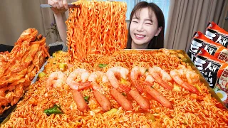 틈새라면 3봉지 🍜 토핑으로 새우 🦐 소세지 까지 라면 먹방 레시피 Korean Noodles Ramen With Seafood Shrimp Mukbang ASMR Ssoyoung