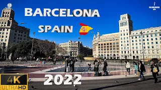 🇪🇸 Barcelona - Spain ( Plaça de Catalunya ) Walking Tour 2022-  4K ( Ultra HD 60fps)