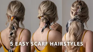 5 Easy Scarf Hairstyles 🌼 Perfect for Prom, Weddings, Bridal, Summer