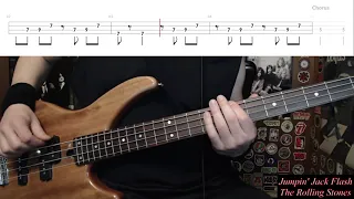 Jumpin' Jack Flash by The Rolling Stones - Bass Cover with Tabs Play-Along