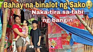 Bahay na binalot ng sako, nakatira sa tabi ng bangin #pugongbyahero #ofw #masterringring