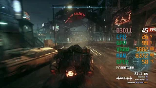 GeForce GTX 1050 ti -- AMD Ryzen 5 3600 -- Batman Arkham Knight FPS Test