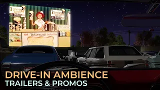 Drive-In Movie Theater Ambience | Nostalgic Screen Mix | Movie Trailers | Intermission Ads