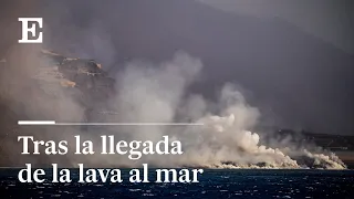 Así amanece LA PALMA tras la noche en que la LAVA del #VOLCÁN llego al mar