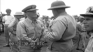 ADMIRALS KING - NIMITZ - SPRUANCE & LT. GENERAL HOLLAND M. SMITH - AT SAIPAN - 07-17-1944 - MUTED