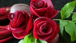 Art In Beetroot Rose Flower | Vegetable Carving Garnish | Roses Garnish (Italypaul)