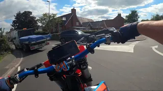 KTM 125 SX SUPERMOTO ROAD LEGAL. Overtaking at 76mph!!