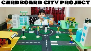 Cardboard city project | diy roads with cardboard | Road signs | cardboard School ptoject