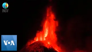 Mount Etna Continues to Erupt in Italy