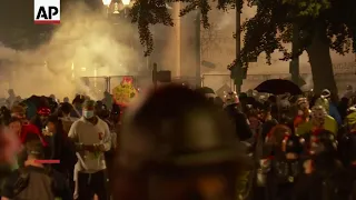 Clouds of apparent tear gas over Portland demo