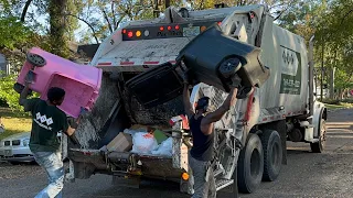 Super Fast Garbage Men! Richard’s Disposal Pac Tech Rear Loader Trash Truck